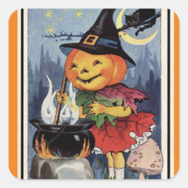Adesivo Quadrado Vintage Halloween Pumpkin WitGirl