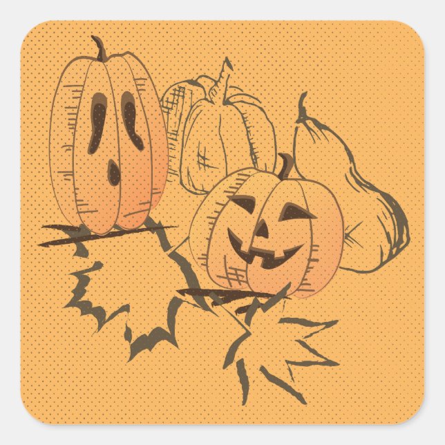 Adesivo Quadrado Vintage Halloween Sticker (Frente)