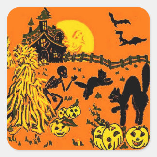 Adesivo Quadrado Vintage Halloween Stickers