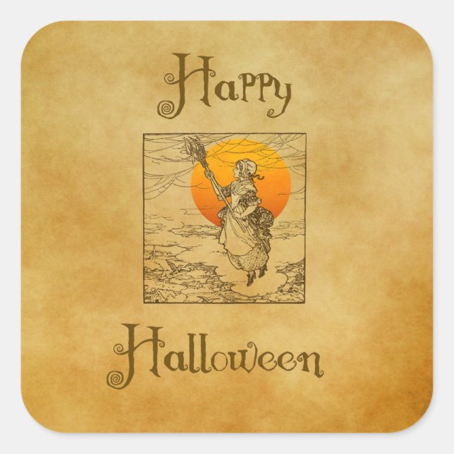 Adesivo Quadrado Vintage Halloween Vinhings Square Stickers (Frente)