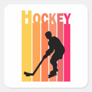 Adesivo Quadrado Vintage Hockey Player