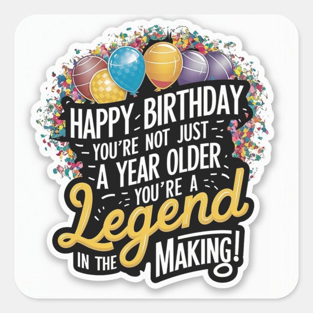 Adesivo Quadrado Vintage: Idade para Perfecção (Frente)