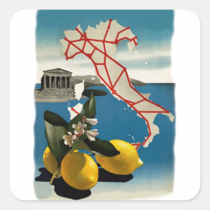 Adesivo Quadrado Vintage Itália Viagem