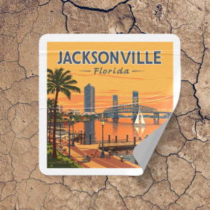 Adesivo Quadrado Vintage Jacksonville Florida