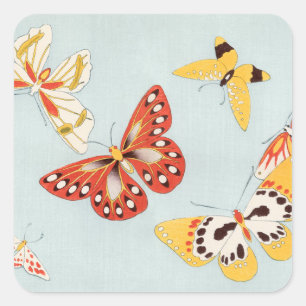 Adesivo Quadrado Vintage Japonês Butterflies Impressão