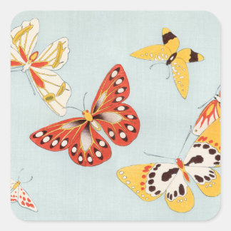 Adesivo Quadrado Vintage Japonês Butterflies Impressão