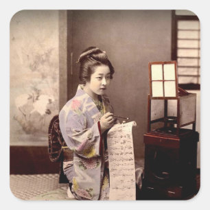 Adesivo Quadrado Vintage Japonês Geisha - Letra Writer Sticker