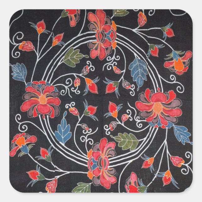 Adesivo Quadrado Vintage Japonês Kimono Textile (Bingata) (Frente)