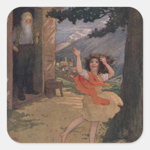 Adesivo Quadrado Vintage Johanna Spyri Heidi, dos Alpes suíços