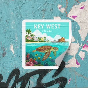 Adesivo Quadrado Vintage Key West Florida
