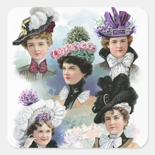 Adesivo Quadrado Vintage Ladies Fashion Victorian Sticker (Frente)