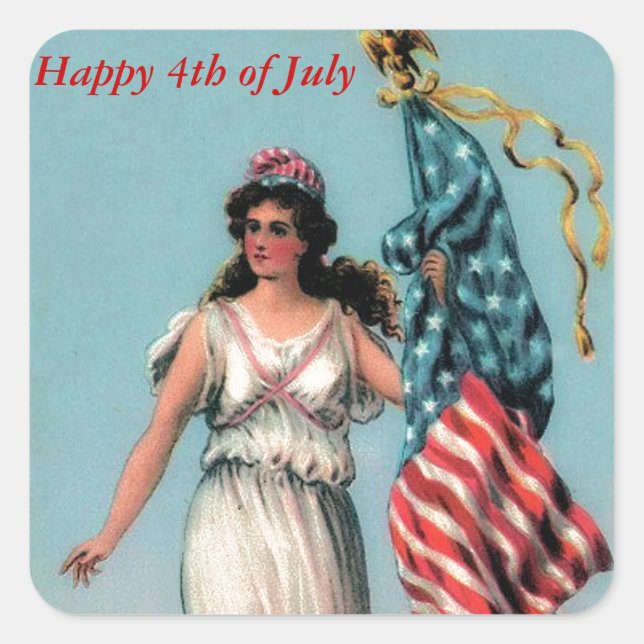 Adesivo Quadrado Vintage Lady Liberty (Frente)