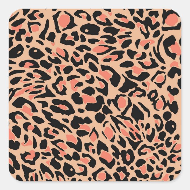 Adesivo Quadrado Vintage Leopard Pattern Design (Frente)