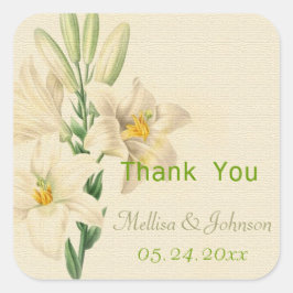 Adesivo Quadrado vintage lily floresce casamento favor obrigado voc