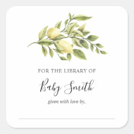 Adesivo Quadrado Vintage Limon Chá de fraldas Bookplate