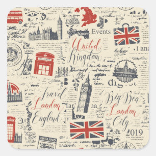 Adesivo Quadrado Vintage London Stickers