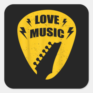 Adesivo Quadrado Vintage Love Guitar Music Lover Gift