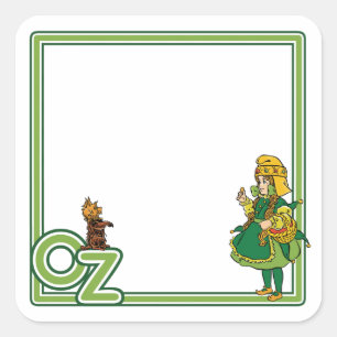 Adesivo Quadrado Vintage mágico de Oz; Dorothy e Toto