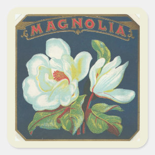 Adesivo Quadrado Vintage Magnolia Flor