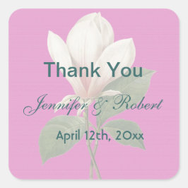 Adesivo Quadrado vintage magnolia flor favorita obrigado