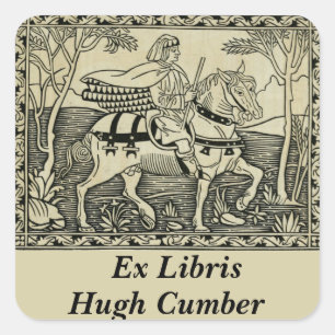 Adesivo Quadrado Vintage Man editável e sua placa de cavalo