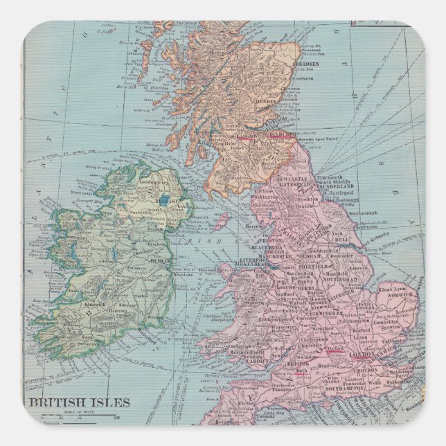 Adesivo Quadrado Vintage Map of England (Frente)