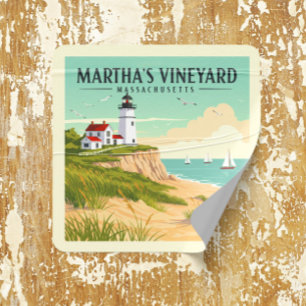Adesivo Quadrado Vintage Martha's Vineyard Massachusetts