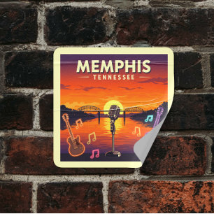 Adesivo Quadrado Vintage Memphis Tennessee