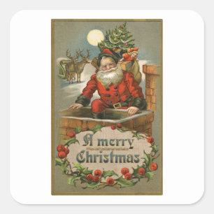 ADESIVO QUADRADO VINTAGE MERRISTMAS ENVELOPE VINTAGE SEAL STICKER
