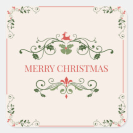 ADESIVO QUADRADO VINTAGE "MERRY CHRISTMAS" SQUARE STICKKER