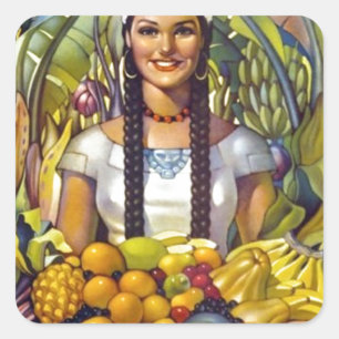 Adesivo Quadrado Vintage, México, Viagem de Turismo Anúncio