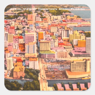 Adesivo Quadrado Vintage Miami (Centro MIA), Flórida, 1960