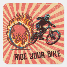 Adesivo Quadrado Vintage Mountain Bike Circus Design