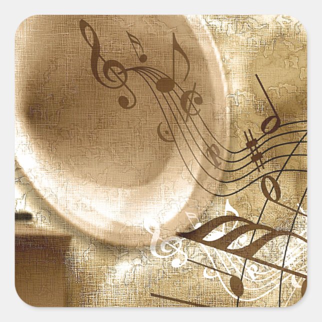 Adesivo Quadrado Vintage Music (Frente)