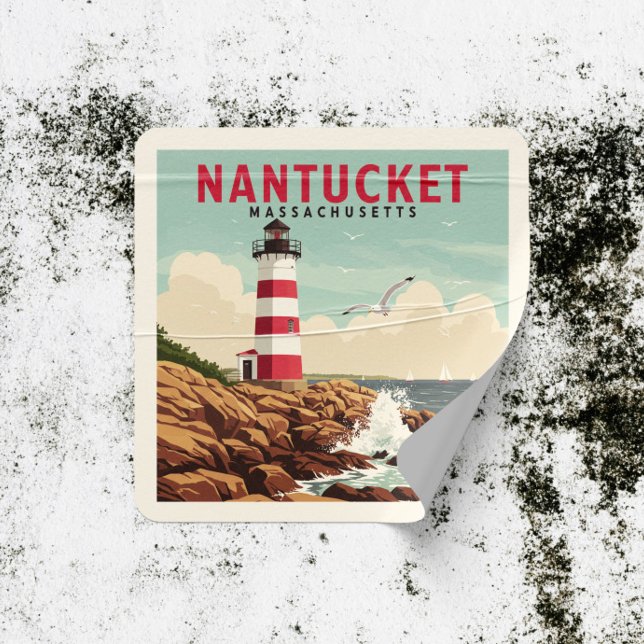 Adesivo Quadrado Vintage Nantucket Massachusetts (Criador carregado)
