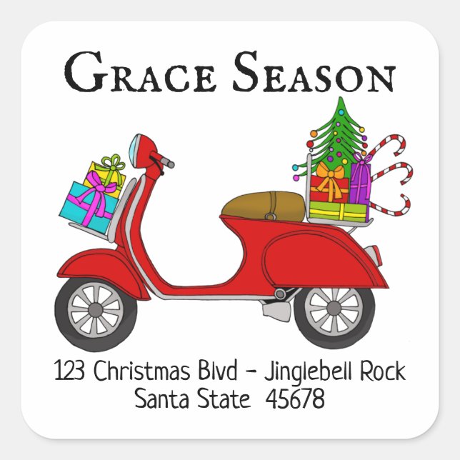 Adesivo Quadrado Vintage Natal italiano Natal Patinete Natal (Frente)