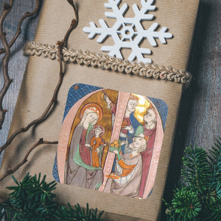 Adesivo Quadrado Vintage Natal Religioso Natividade da Epifania