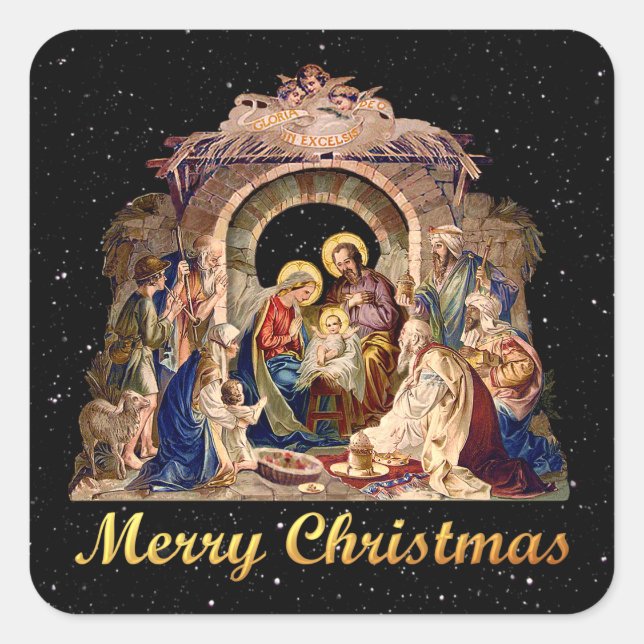 Adesivo Quadrado Vintage Natividade Stickers (Frente)