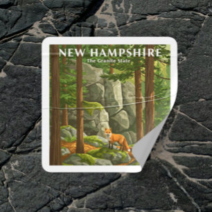 Adesivo Quadrado Vintage New Hampshire