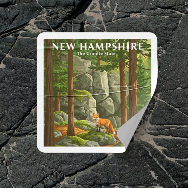 Adesivo Quadrado Vintage New Hampshire (Criador carregado)
