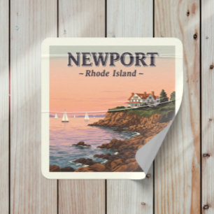 Adesivo Quadrado Vintage Newport Rhode Island