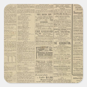 Adesivo Quadrado Vintage Newspaper em segundo plano