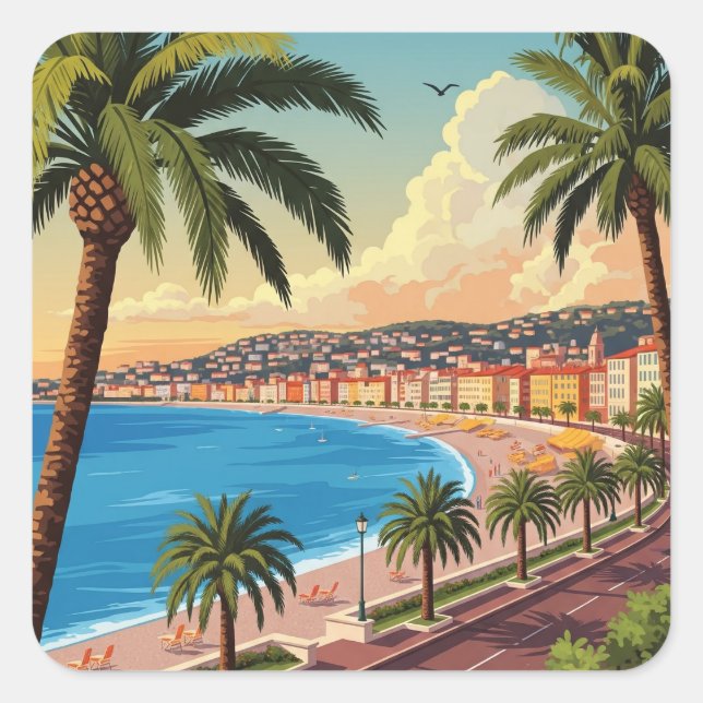 Adesivo Quadrado Vintage Nice France Viagem (Frente)