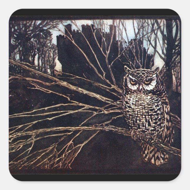Adesivo Quadrado Vintage Night Owl Rackham (Frente)