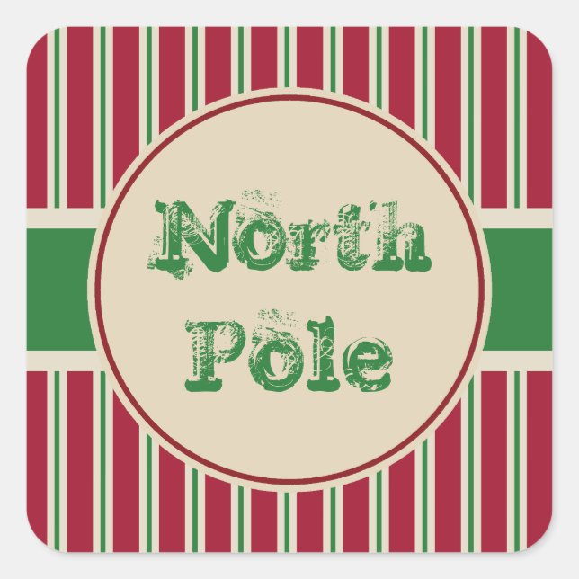 Adesivo Quadrado Vintage North Pole Stickers (Frente)