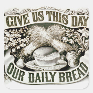 Adesivo Quadrado Vintage Nossa Oração Cristã Pão Diária 1872