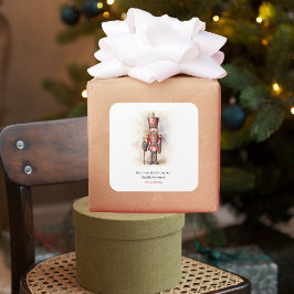 Adesivo Quadrado Vintage Nutcracker e Feliz Natal