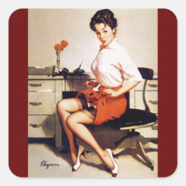 Adesivo Quadrado Vintage Office Corporate Pinup Girl