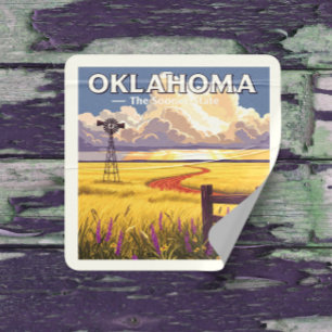 Adesivo Quadrado Vintage Oklahoma