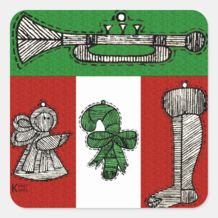 Adesivo Quadrado Vintage Ornaments